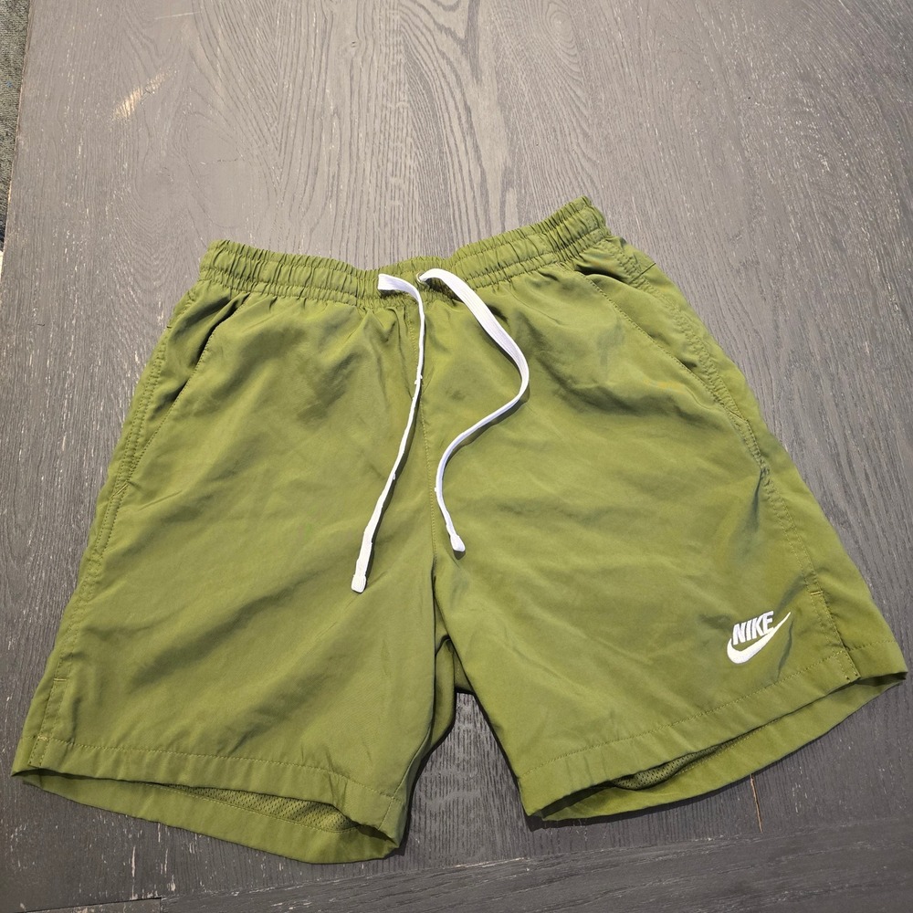 Nike Sportswear Woven Flow Shorts Olive Green Mesh Lined AR2382-326‎ Mens Small